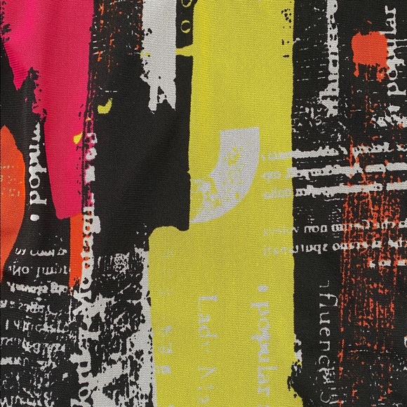 1990s Neon Abstract Graphic Ruched Top with Ruffles - Picture 3 of 6